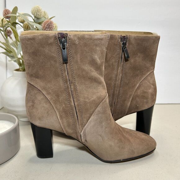 Franco Sarto L-Pia Block Heel Dressy Suede Ankle Boot Taupe Women's 6 M NWOB - Picture 6 of 12